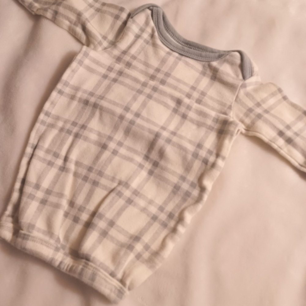 HB White Grey Plaid Striped Preemie Baby Boy suit